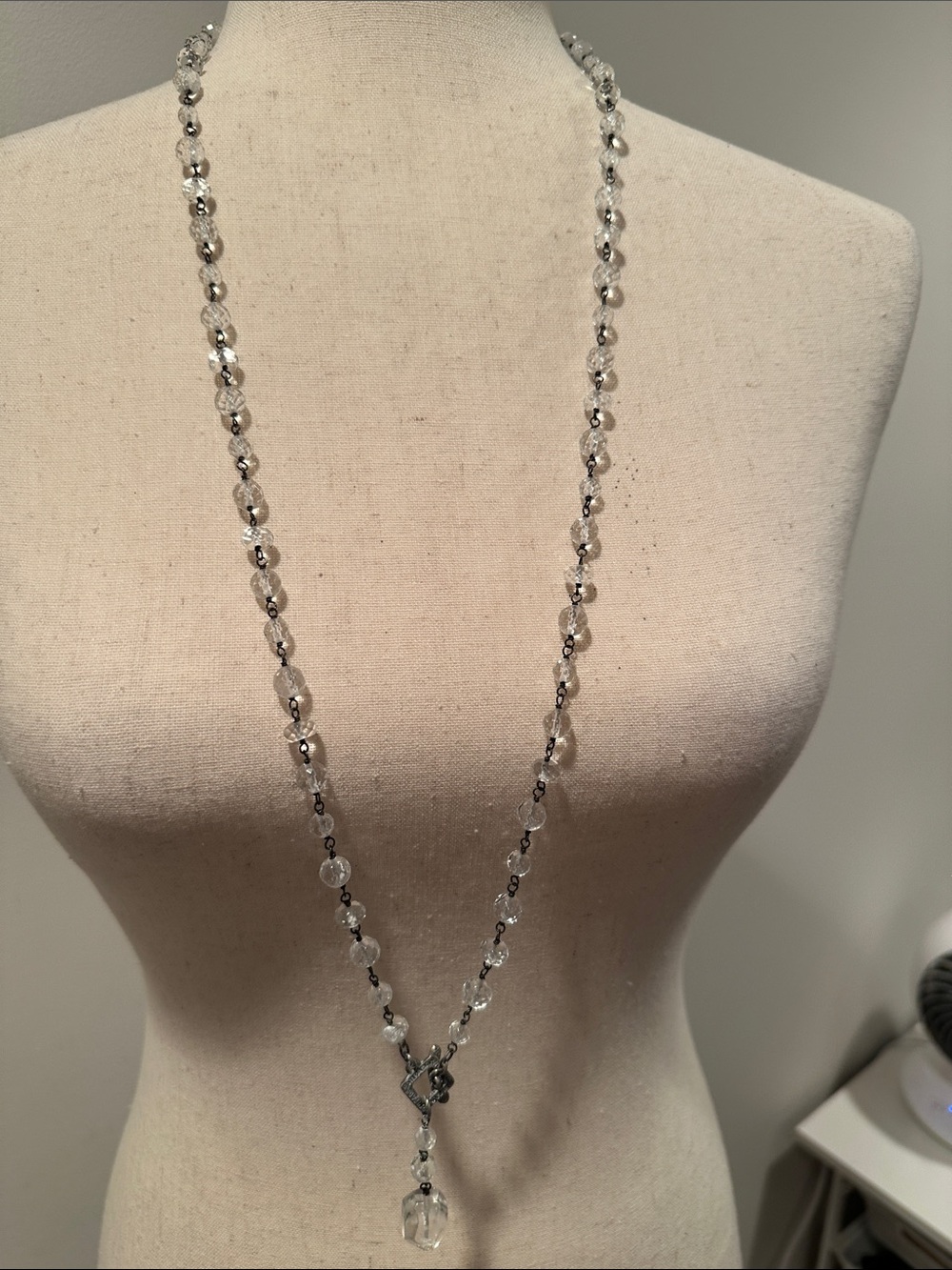 Silpada Vintage Sterling Silver & Crystal Bead Necklace with Toggle Closure